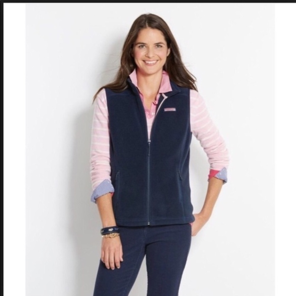 Vineyard Vines Womens Navy Fleece Vest